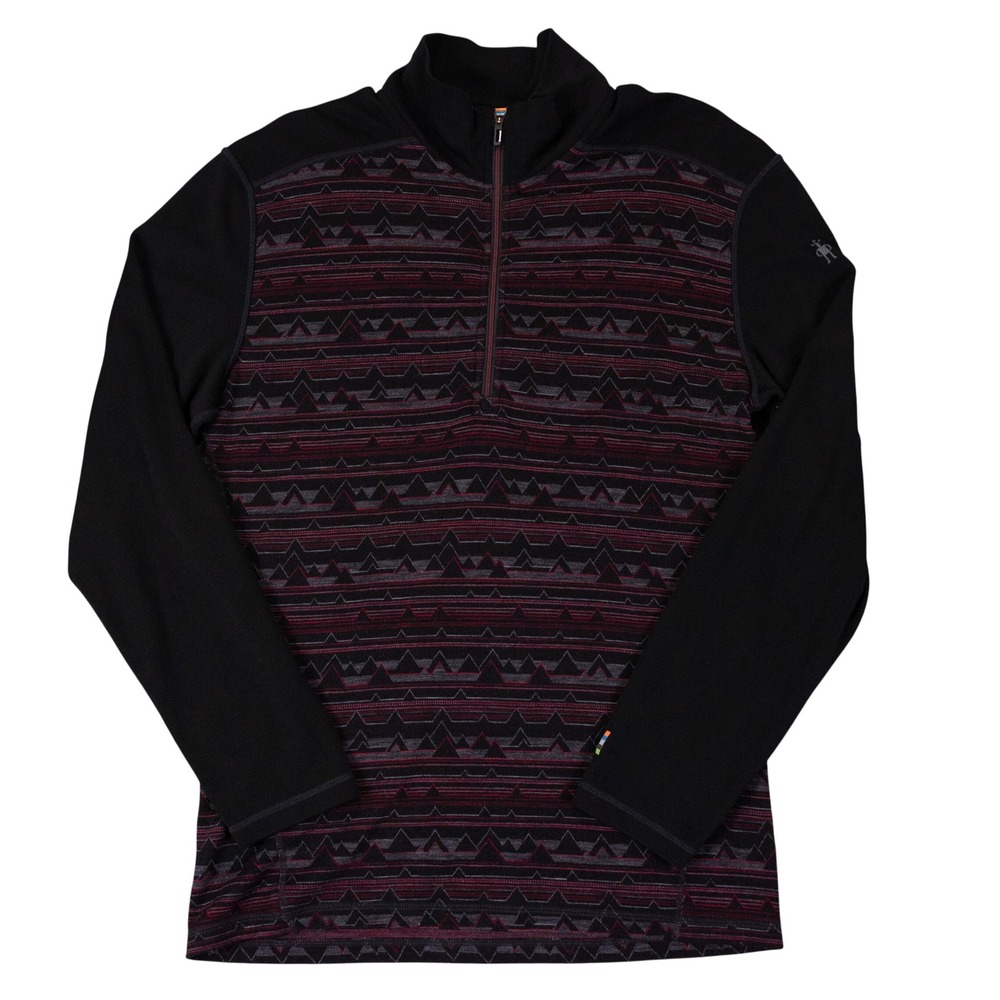Smartwool Merino 250 Pullover 1/4 Zip Mens L Black 100% Wool Mountain Base Layer